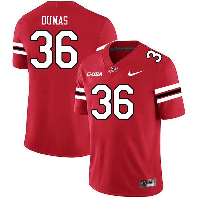 Western Kentucky Hilltoppers #36 Chavaris Dumas College Football Jerseys Stitched Sale-Red